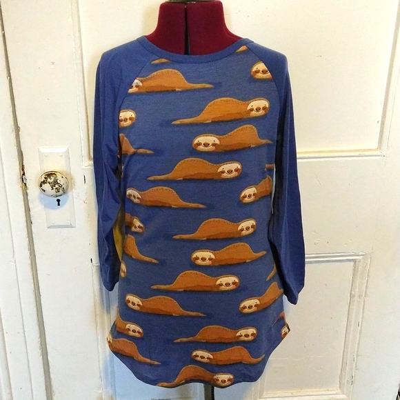 LuLaRoe Tops - Sloths! LuLaRoe raglan Randy tee, sz XS